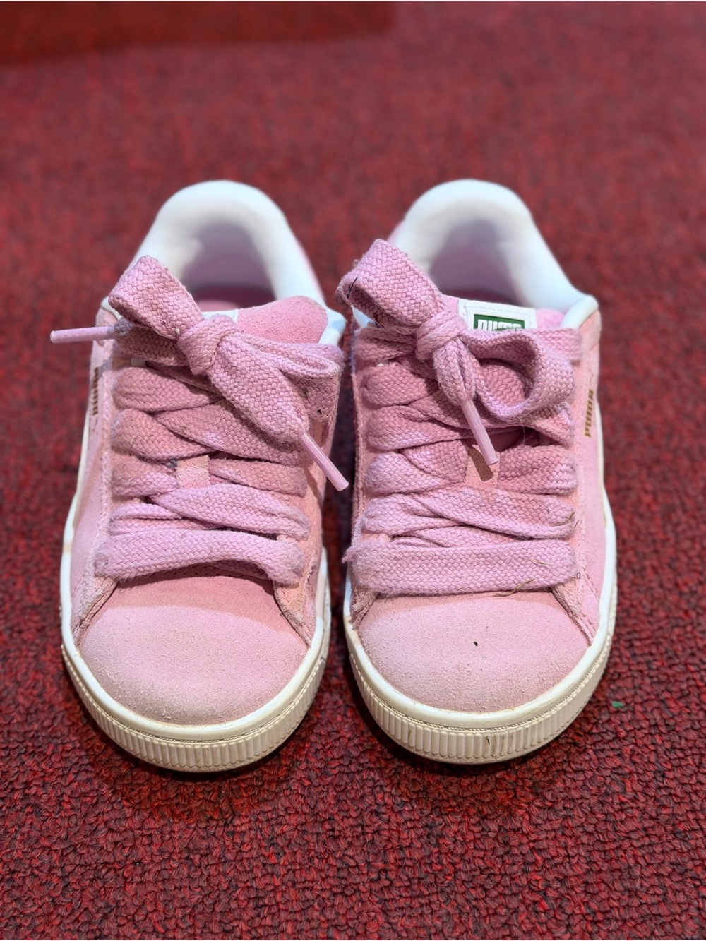 Puma Kids Pink Suede Sneakers with White Sole
